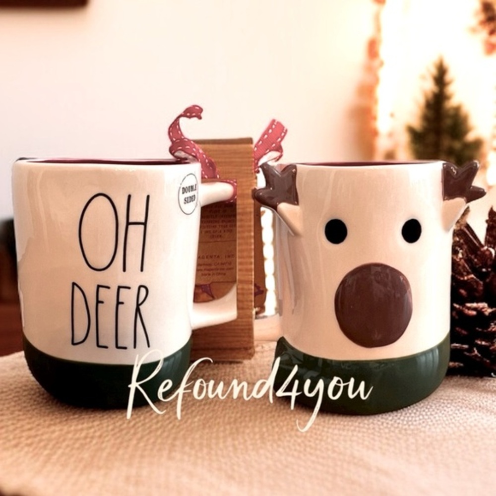 Rae Dunn - ‘Oh Deer’ Double sided Ceramic Mug. NWT. Firm!